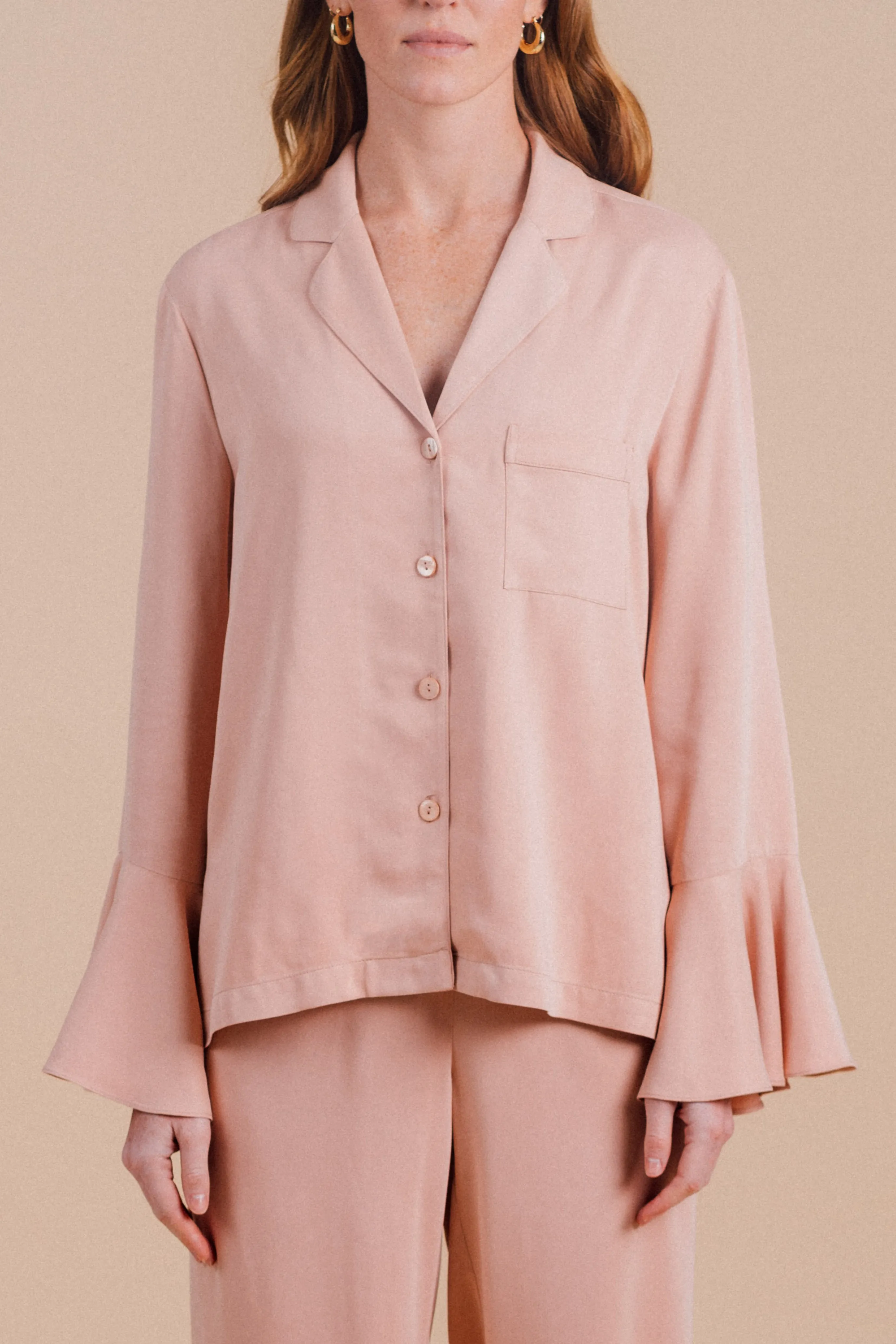 Long Sleeve Ruffle Pant Set - Dusty Sunrise