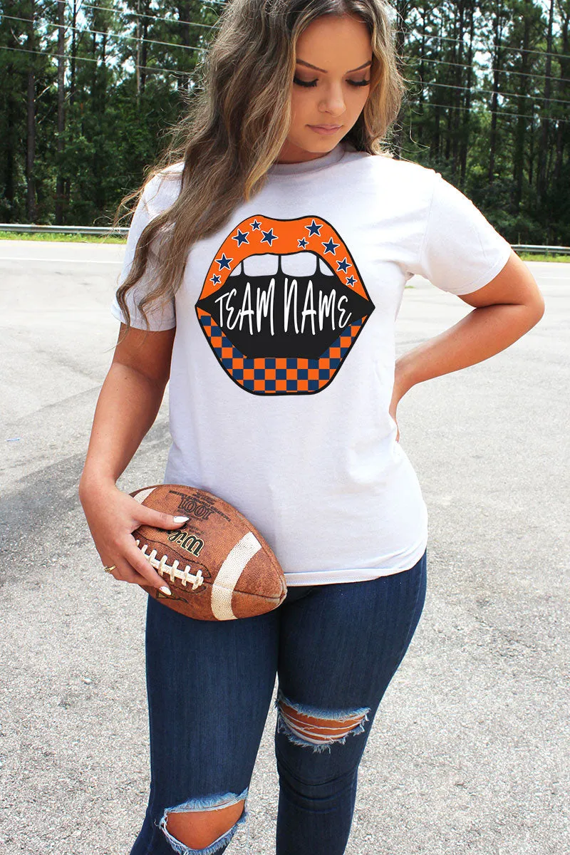 Loud Mouth Football Navy And Orange DryBlend Adult T-Shirt
