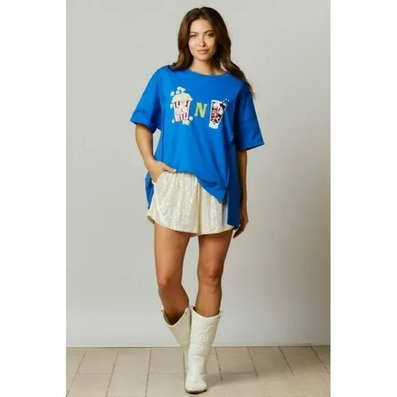 Making a Statement Sequin Sparkle Shorts in Pearl