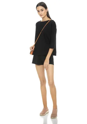 MATHILDE 3/4 SLEEVE TOP (BLACK) WITH Lunya Pima Shorts (Black)