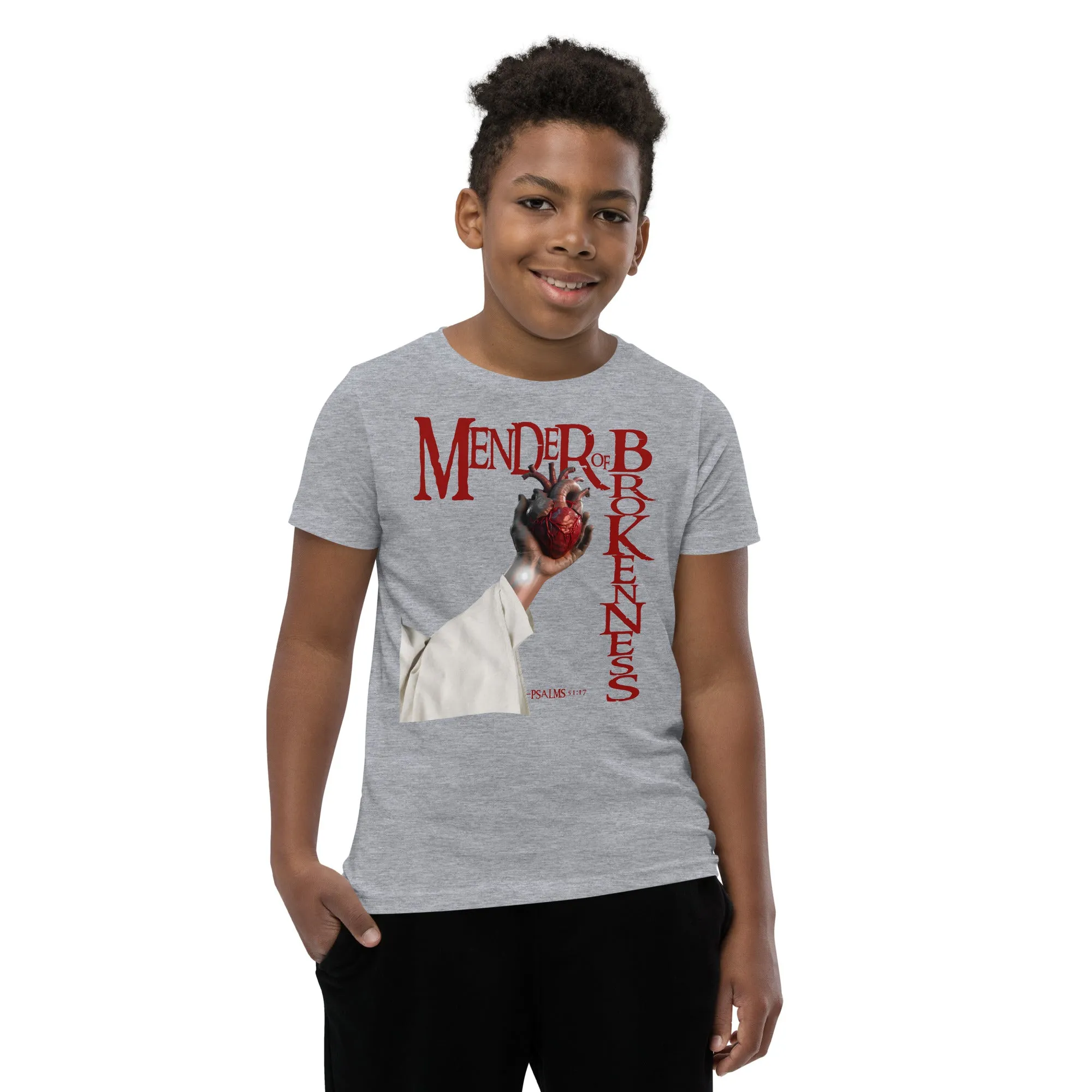 Mender of Brokenness Unisex Youth T-Shirt - Red Text