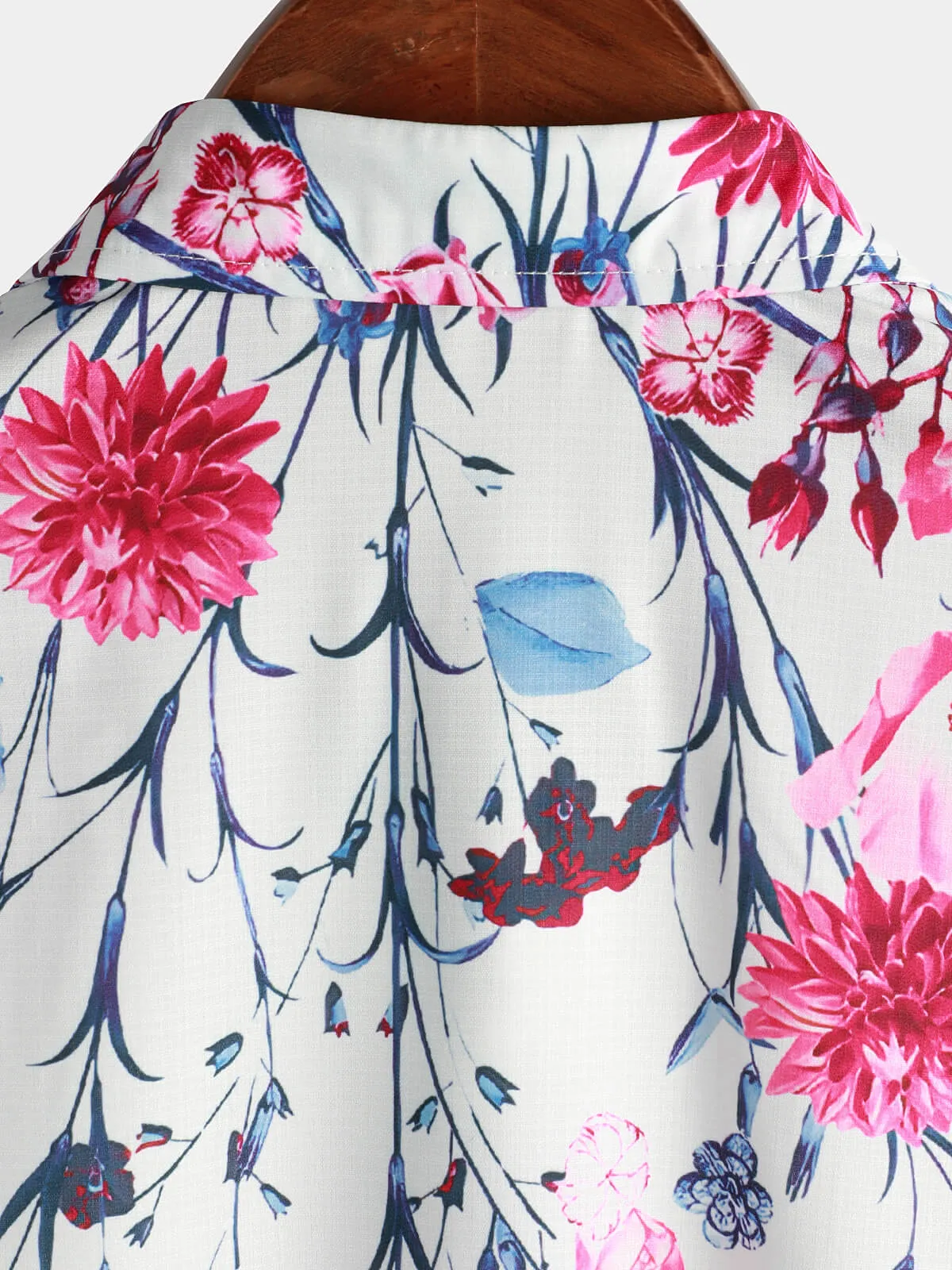 Men's Floral Tops Flower Print Short Sleeve Button Up Summer Cruise Shirt