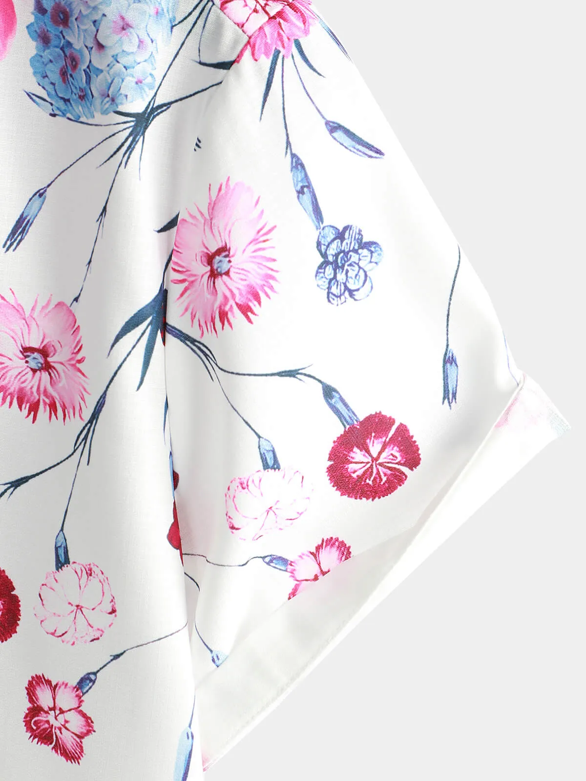 Men's Floral Tops Flower Print Short Sleeve Button Up Summer Cruise Shirt