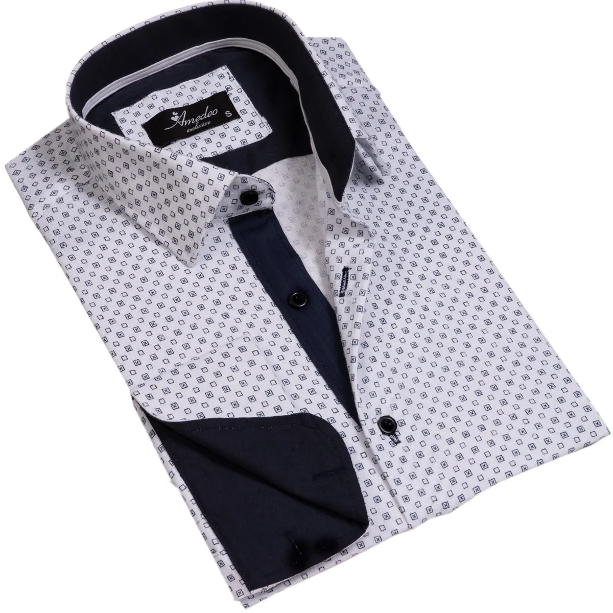 Mens Slim Fit French Cuff Shirts with Cufflink Holes - Casual and