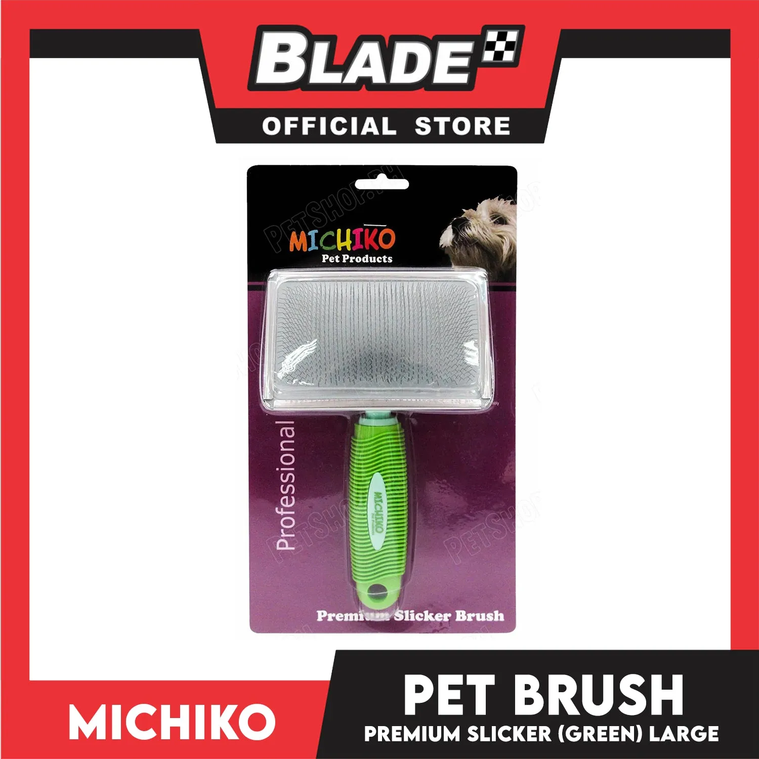 Michiko Premium Slicker Brush Green Color (Large) Pet Brush, Pet Grooming