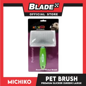 Michiko Premium Slicker Brush Green Color (Large) Pet Brush, Pet Grooming