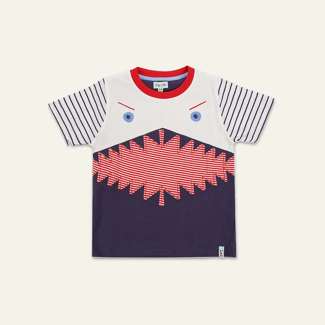 Multicoloured Shark Applique T-Shirt