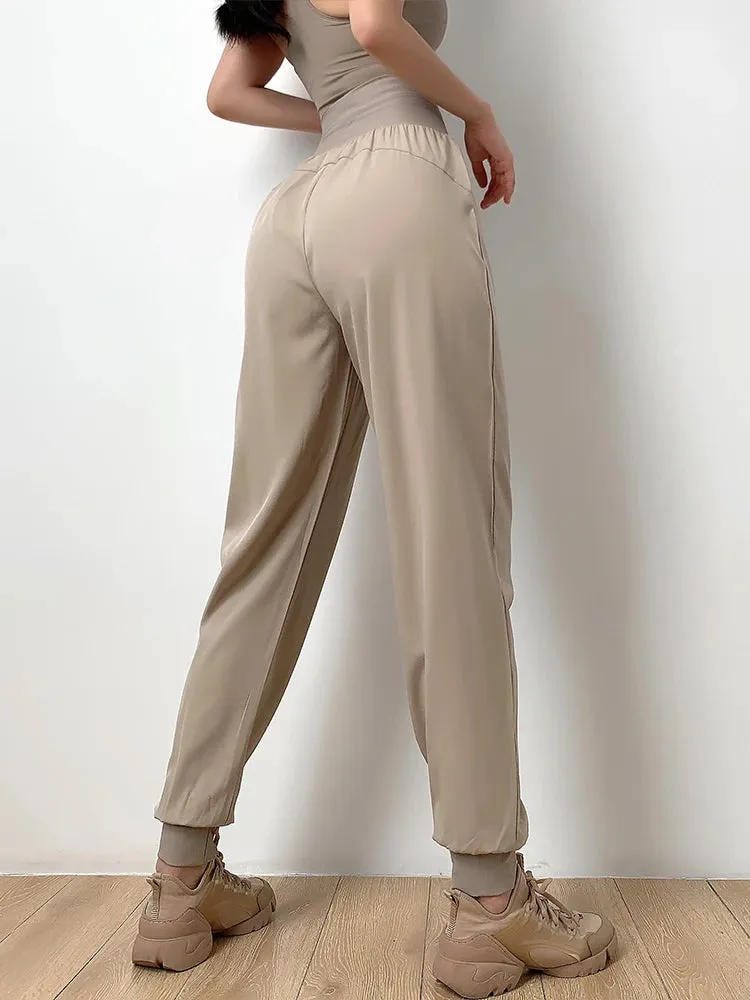 Naked-Feel Loose Fit Workout Joggers - High Waist Elastic Gym Joggers for Women