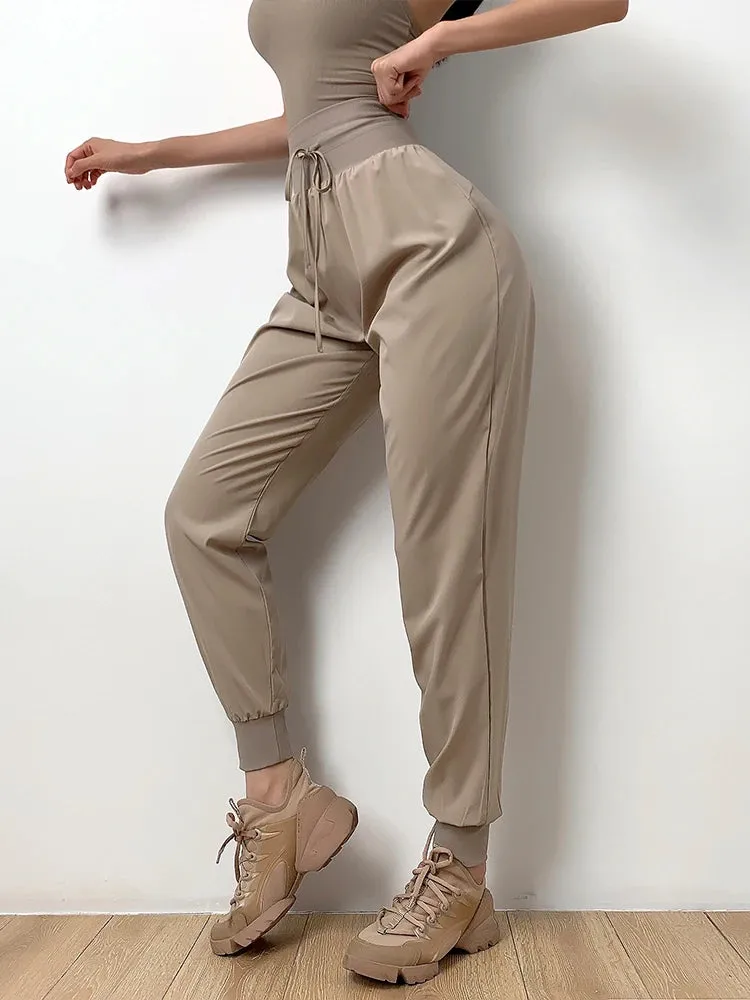 Naked-Feel Loose Fit Workout Joggers - High Waist Elastic Gym Joggers for Women