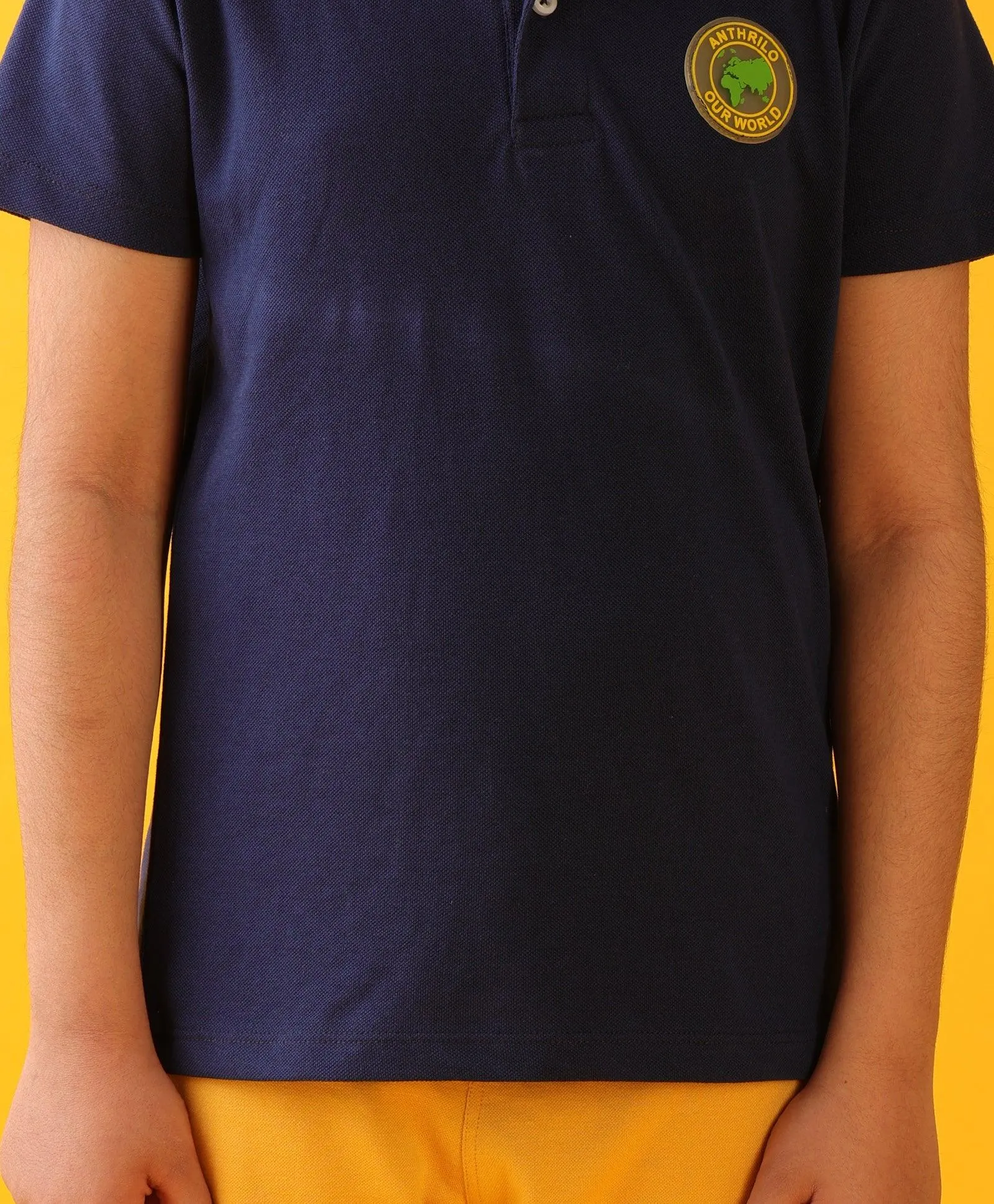 NAVY POLO MUSTARD SUMMER SHORTS SET - NAVY/MUSTARD