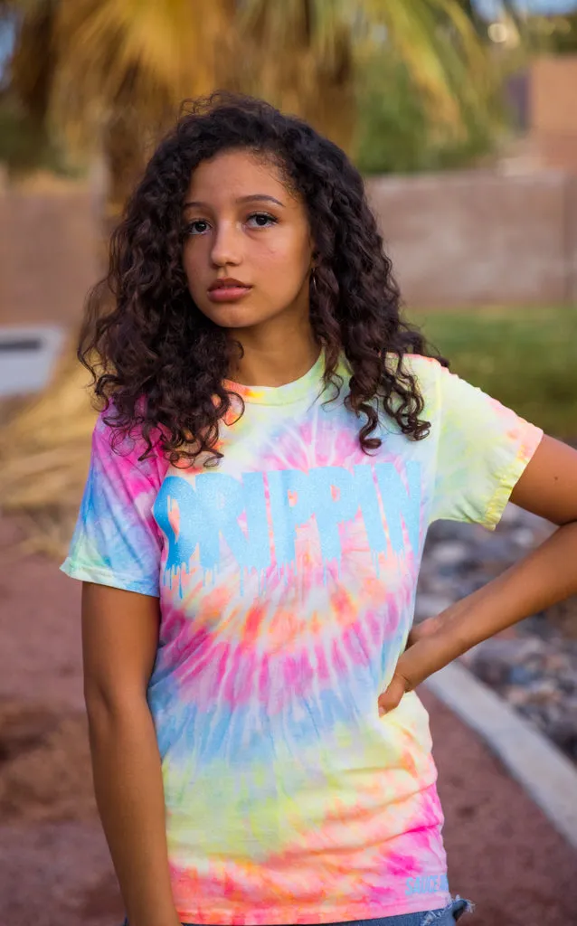 Neon Blue Glitter Drippin | Neon Burst Tee