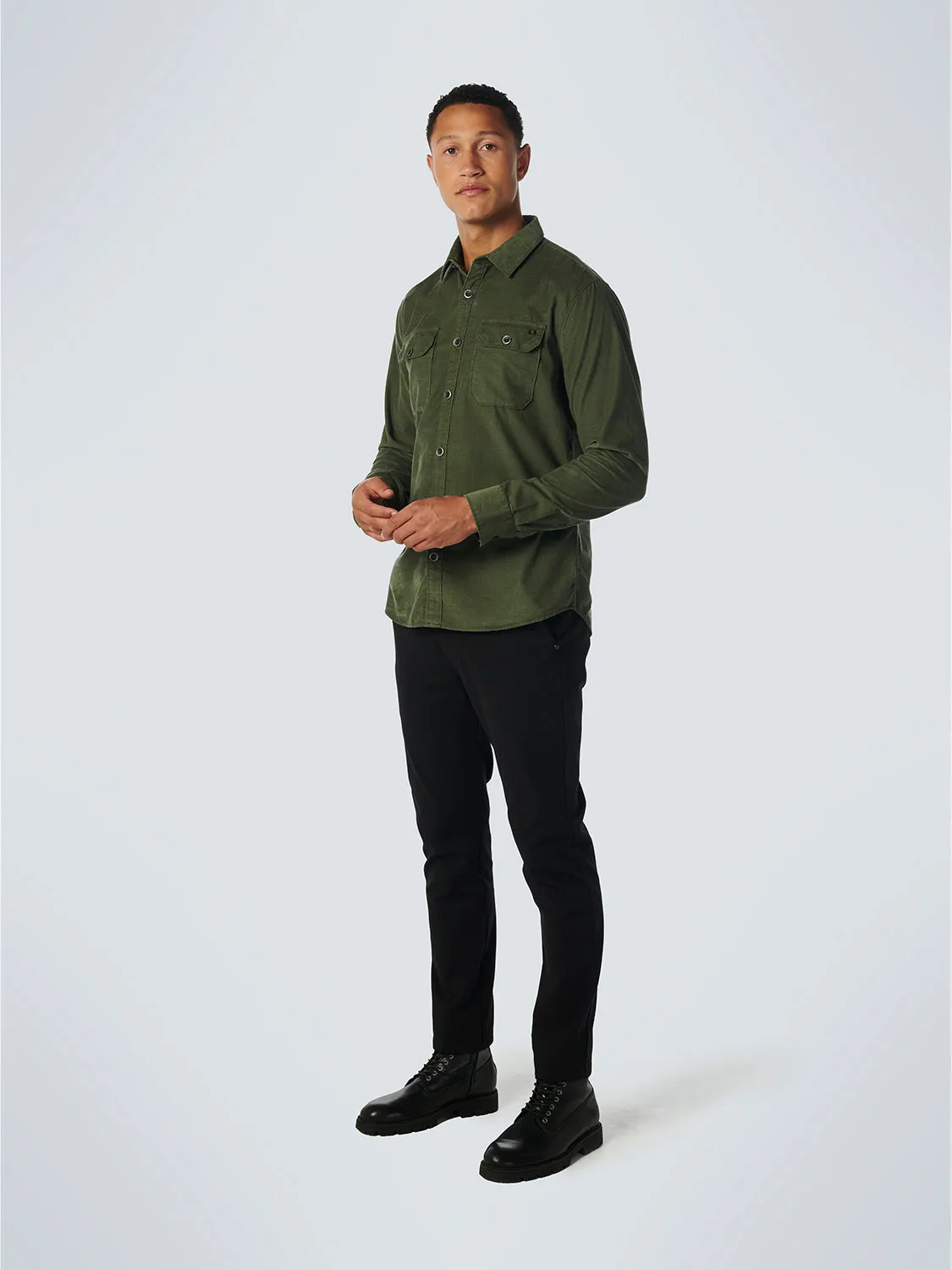 NO EXCESS SOLID CORDUROY 2 POCKET L/S SHIRT 21430837SN
