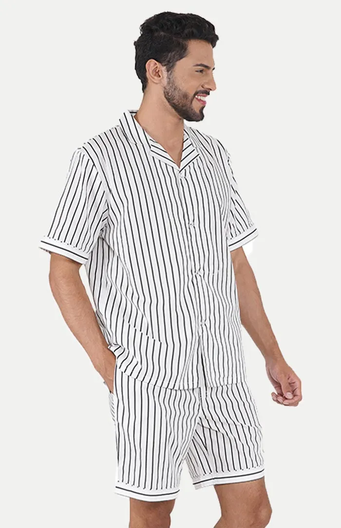 NOIR BLANC |  BLACK & WHITE CO-ORD SET | STRIPES LOUNGEWEAR SET