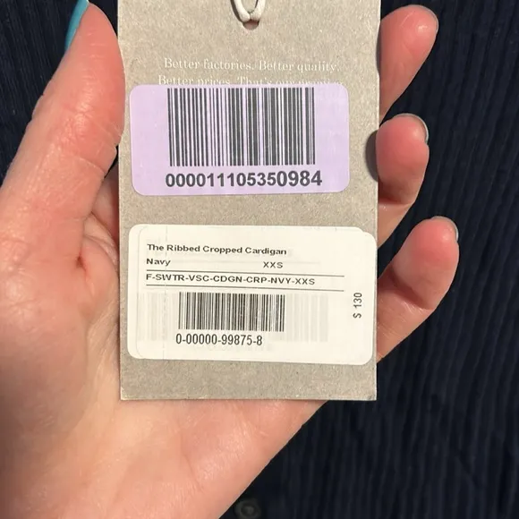 NWT Everlane The Ribbed Cropped Cardigan
