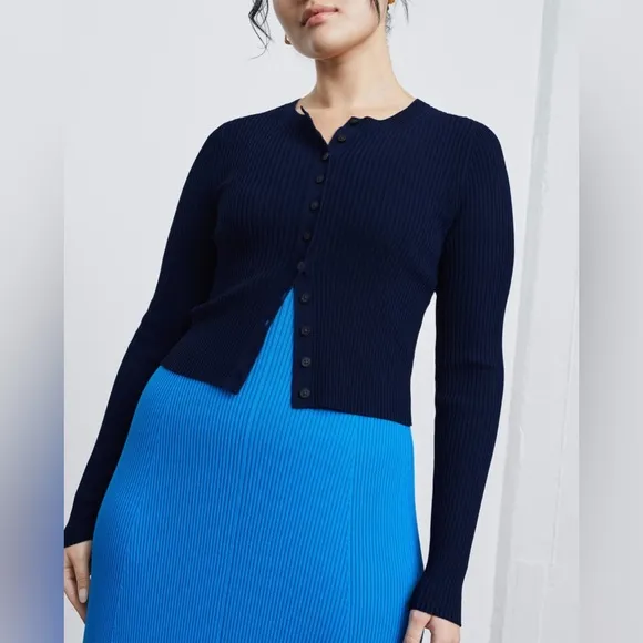 NWT Everlane The Ribbed Cropped Cardigan