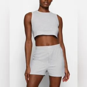 NWT Skims Boyfriend Loose Boxer Shorts Light Heather Grey Size M