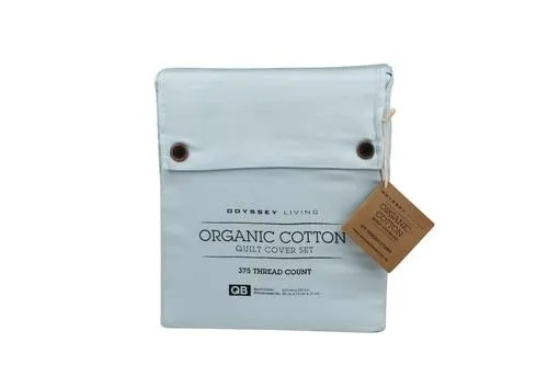 Odyysey Living Organic Cotton Quilt Cover Sets - Cloud Blue