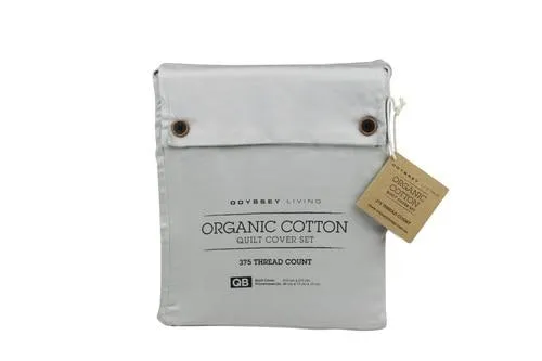 Odyysey Living Organic Cotton Quilt Cover Sets - Silver