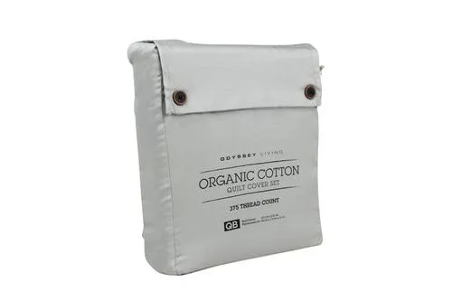 Odyysey Living Organic Cotton Quilt Cover Sets - Silver