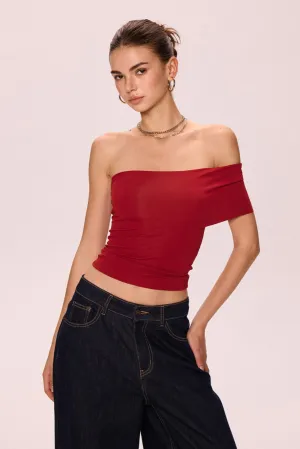 Off-Shoulder Red Bandeau Top