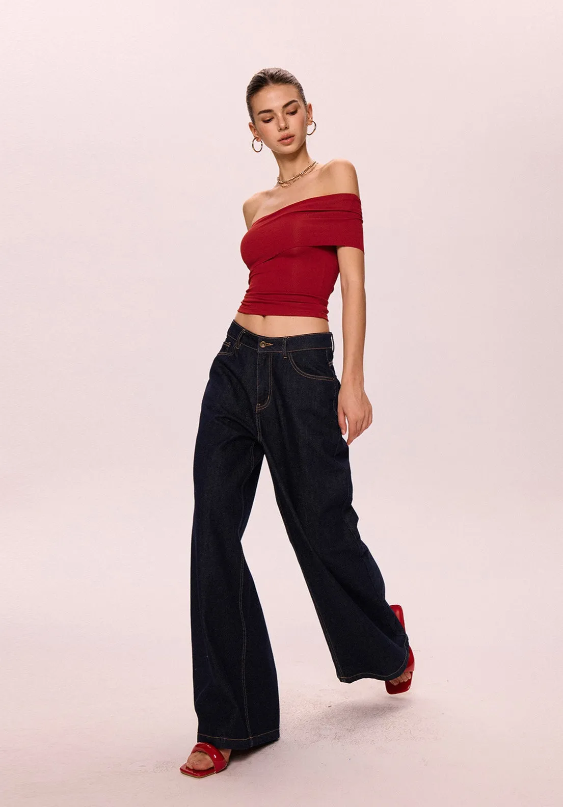 Off-Shoulder Red Bandeau Top