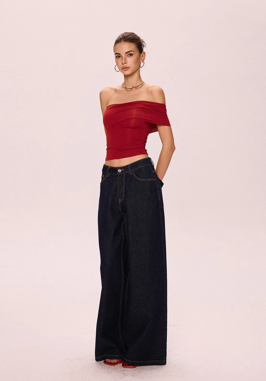 Off-Shoulder Red Bandeau Top
