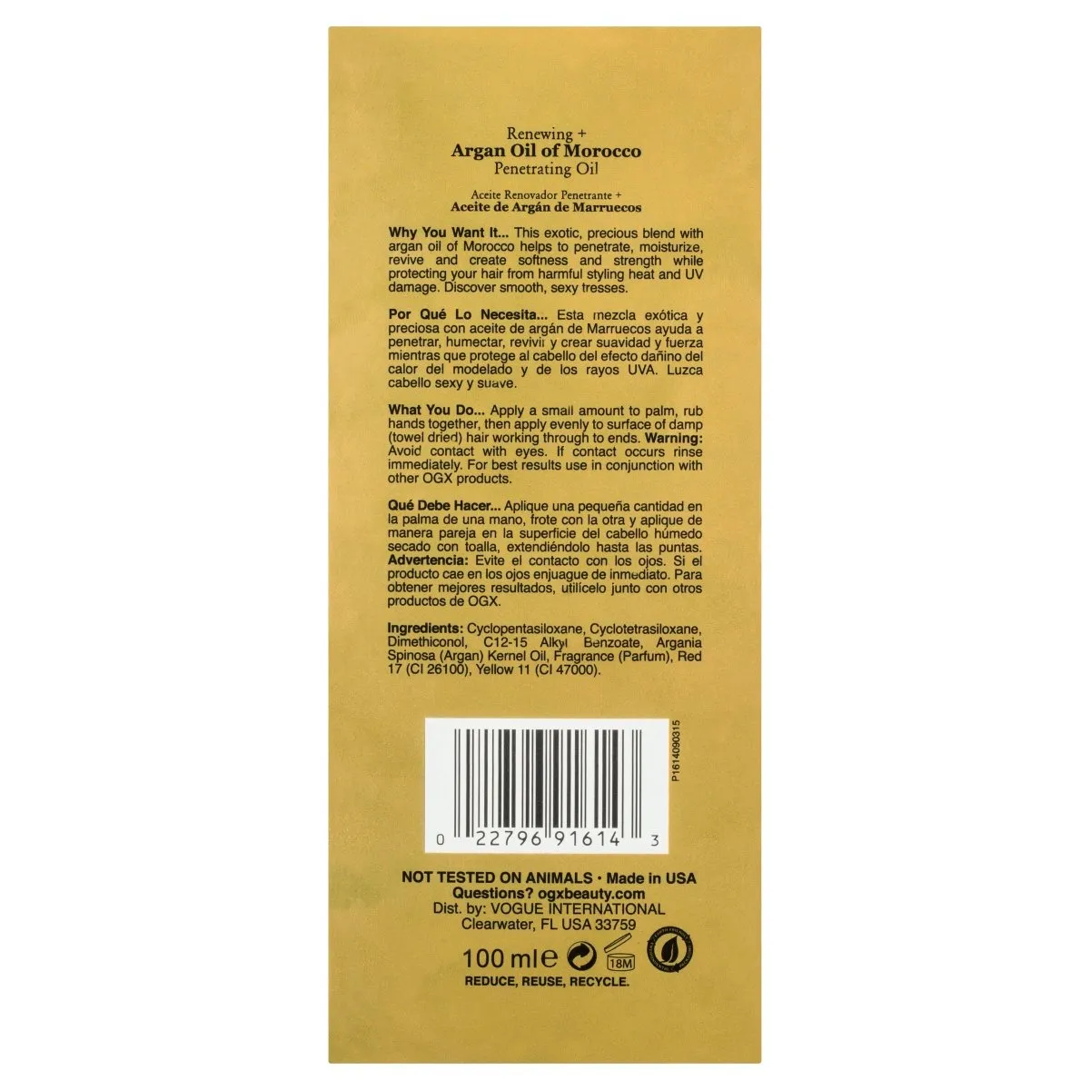 OGX Renewing   Hydrating & Shine Argan Oil of Morocco Penetrating Oil For Dry & Heat Styled Hair 100mL