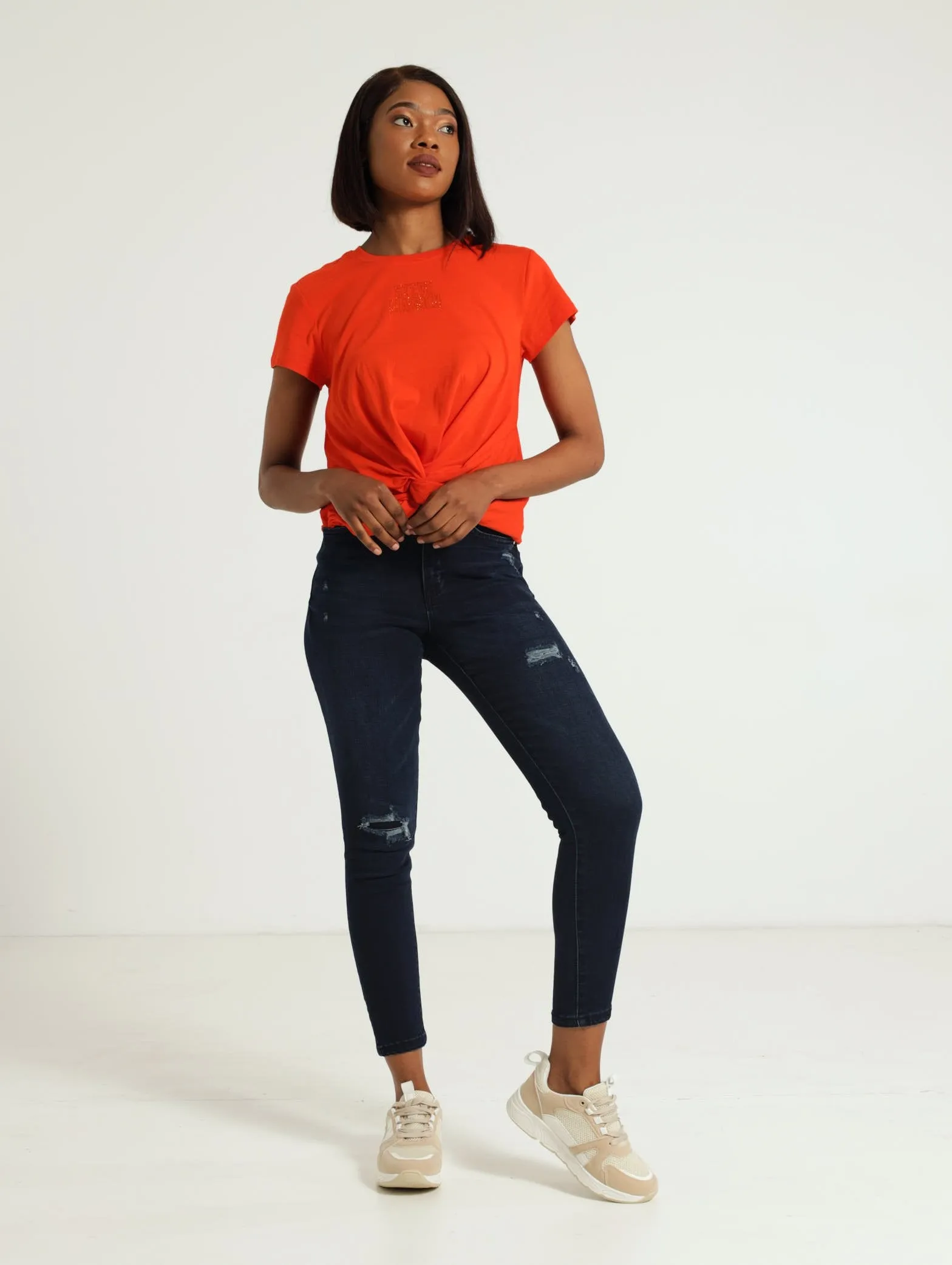 Olivia Front Twist Top - Orange