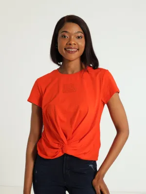 Olivia Front Twist Top - Orange