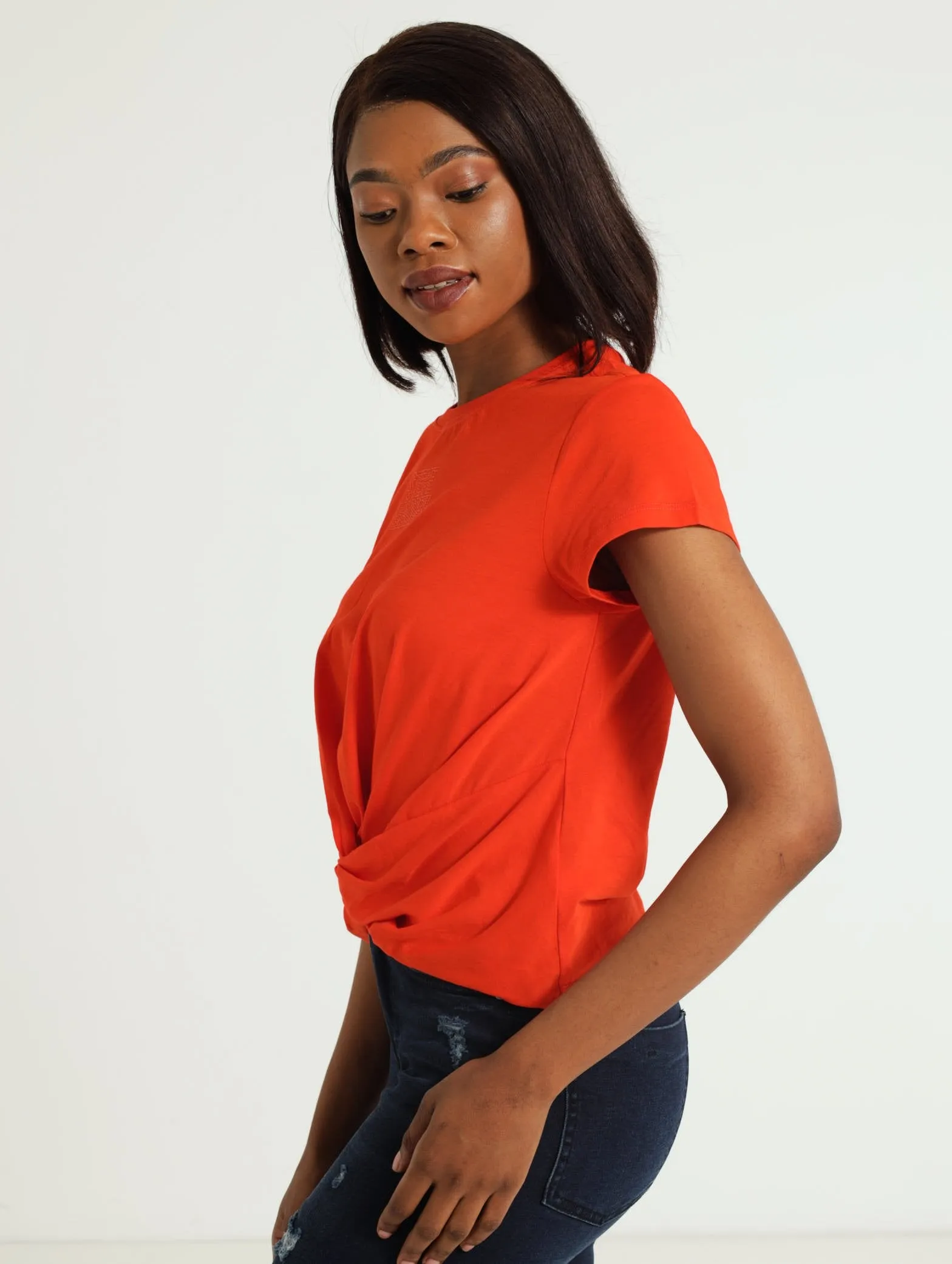 Olivia Front Twist Top - Orange
