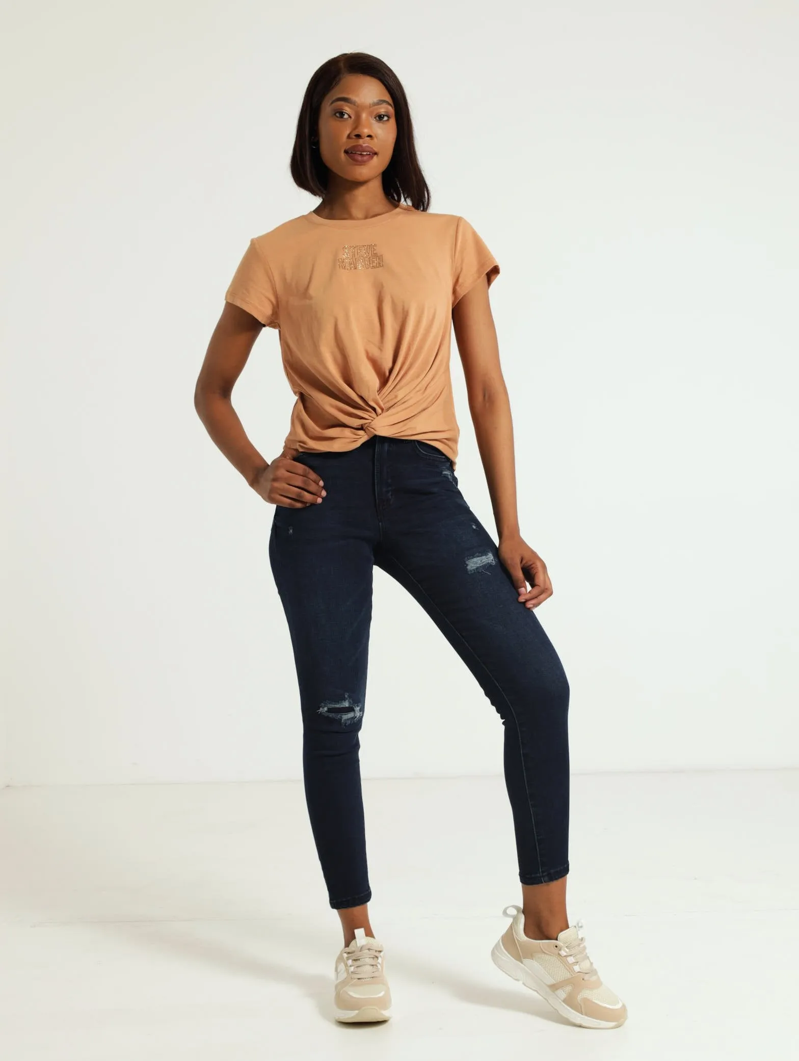 Olivia Front Twist Top - Taupe