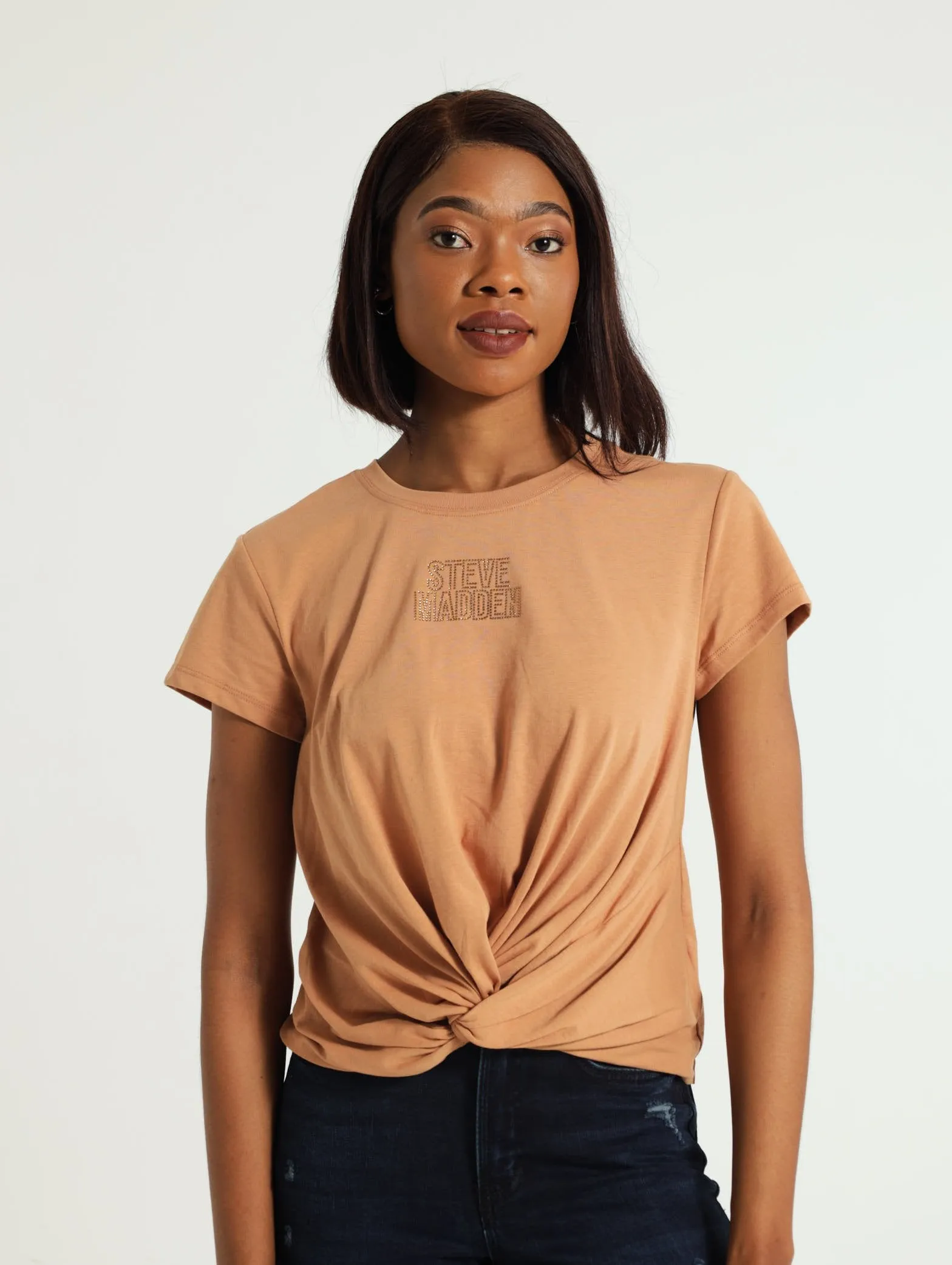 Olivia Front Twist Top - Taupe