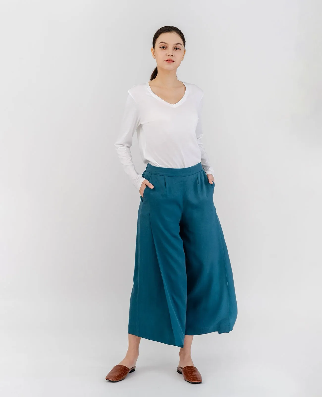Organic Pima Cotton Long Sleeve V Neck Tee