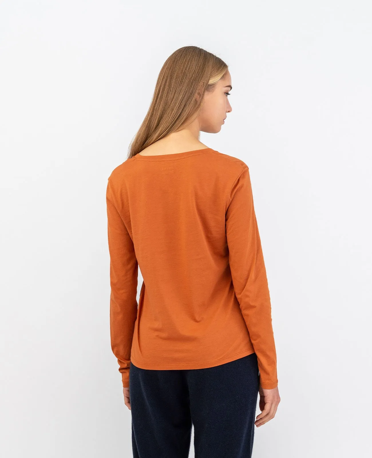Organic Pima Cotton Long Sleeve V Neck Tee