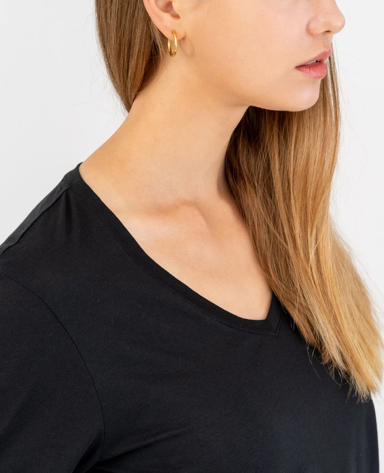 Organic Pima Cotton Long Sleeve V Neck Tee
