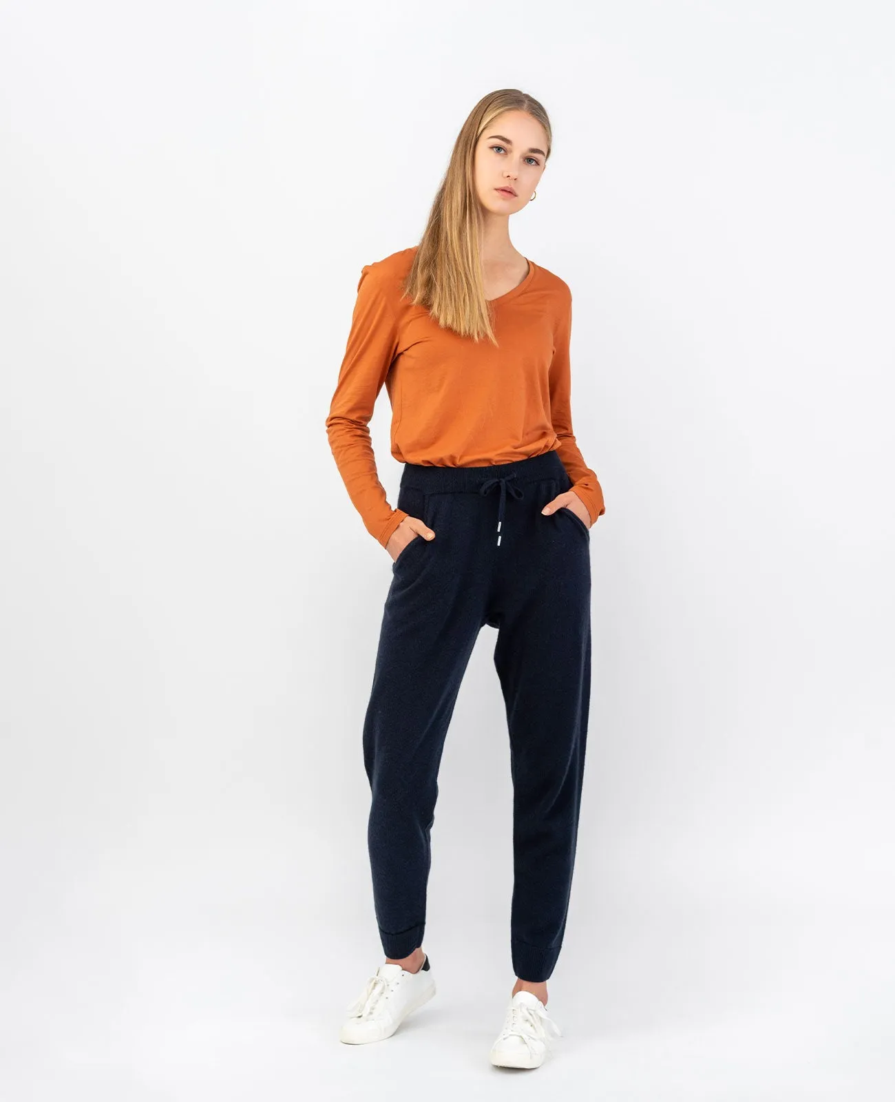 Organic Pima Cotton Long Sleeve V Neck Tee