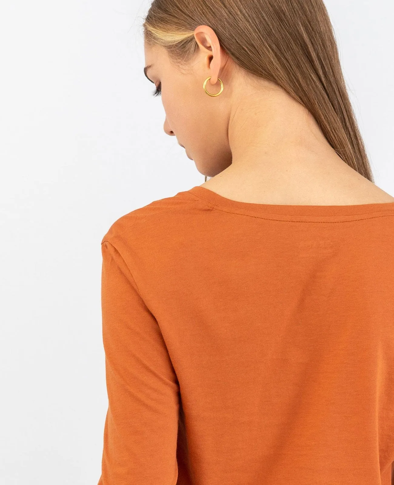 Organic Pima Cotton Long Sleeve V Neck Tee