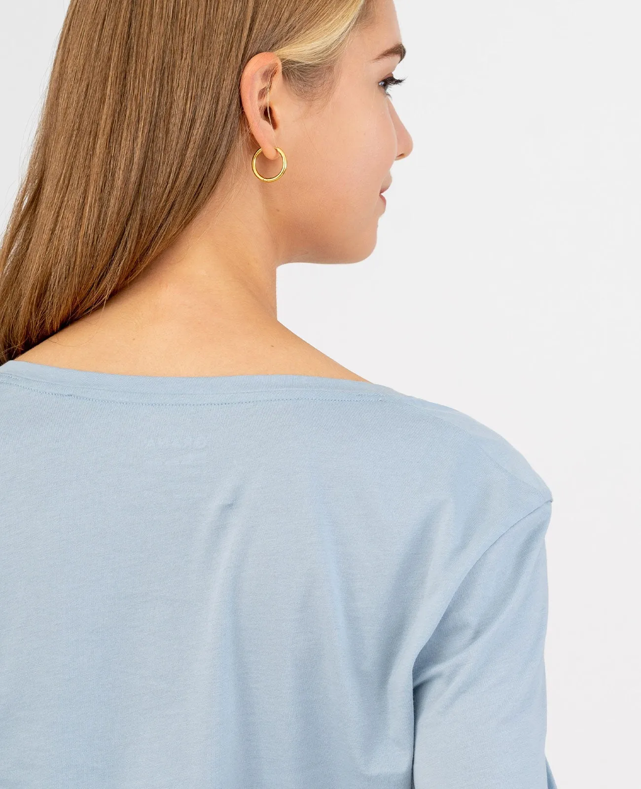 Organic Pima Cotton Long Sleeve V Neck Tee