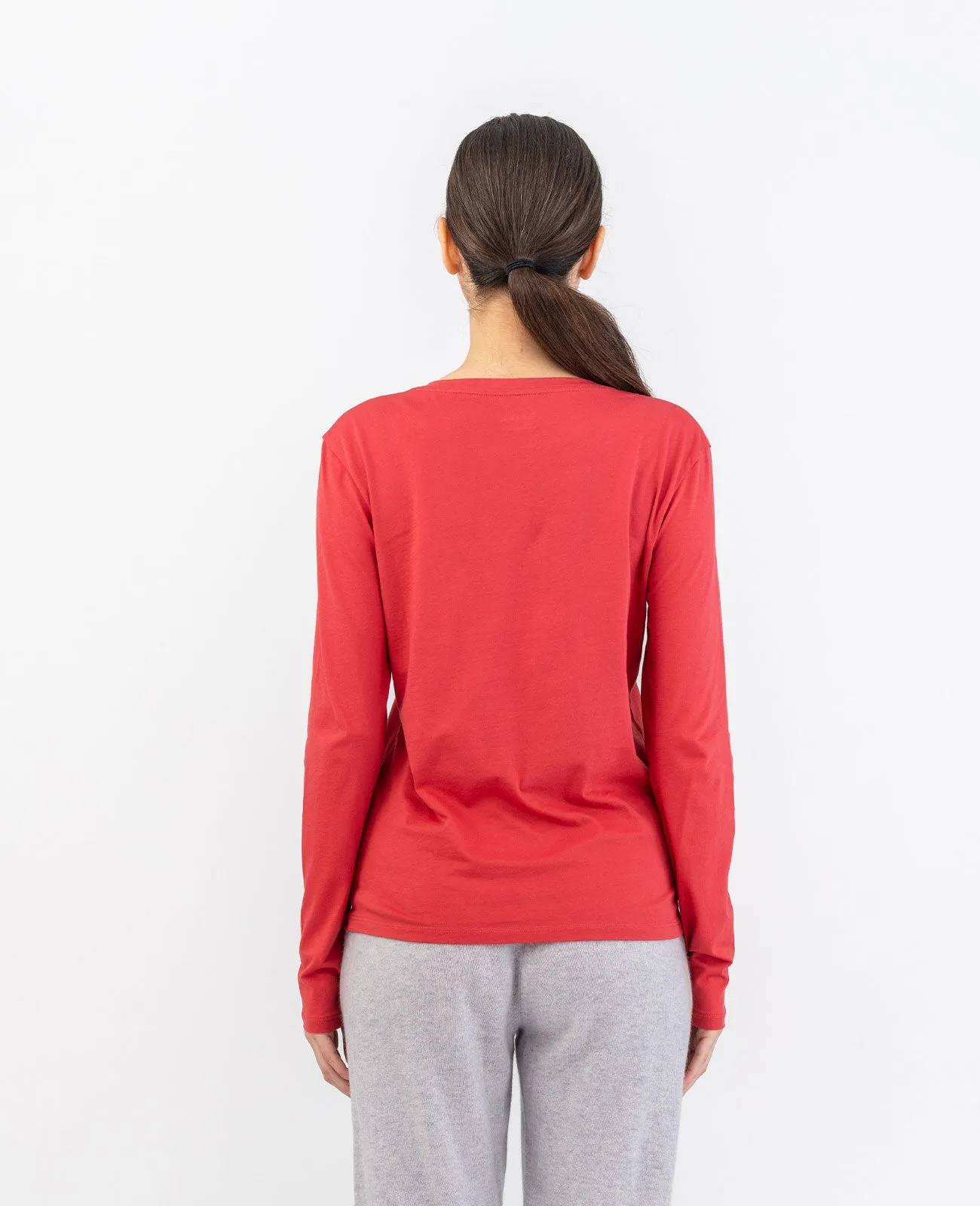 Organic Pima Cotton Long Sleeve V Neck Tee