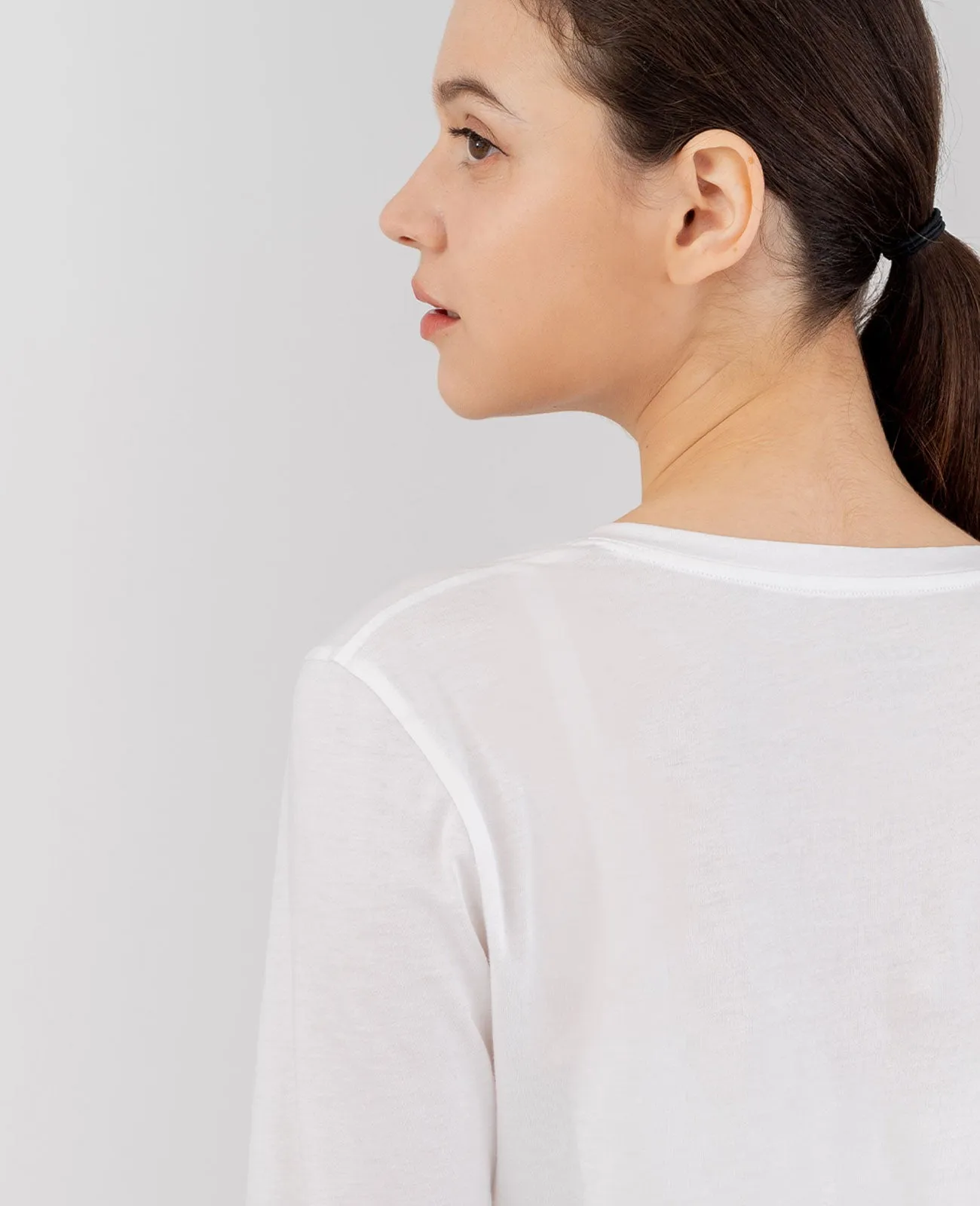 Organic Pima Cotton Long Sleeve V Neck Tee