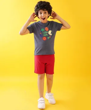 OUTER SPACE RED BOYS SHORTS SET - BLUE/RED