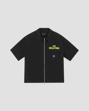 PACC16B003~NO BULLYING SS ZIP SHIRT - BLACK