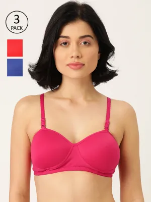 Pack of 3 Solid Non-Wired Lightly Padded T-shirt Bras