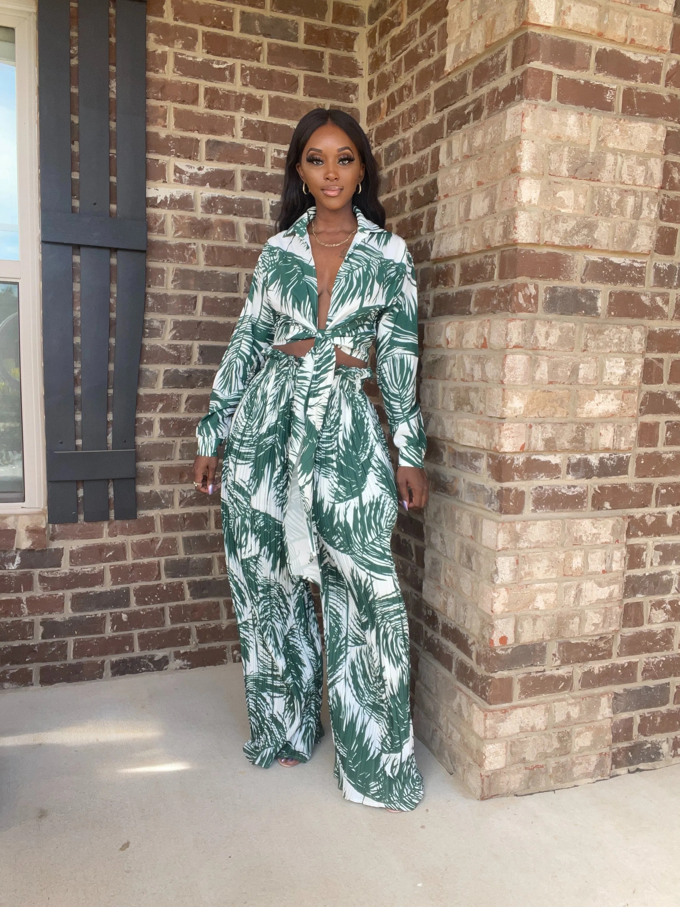 Palm Beach Pleated Pants Set