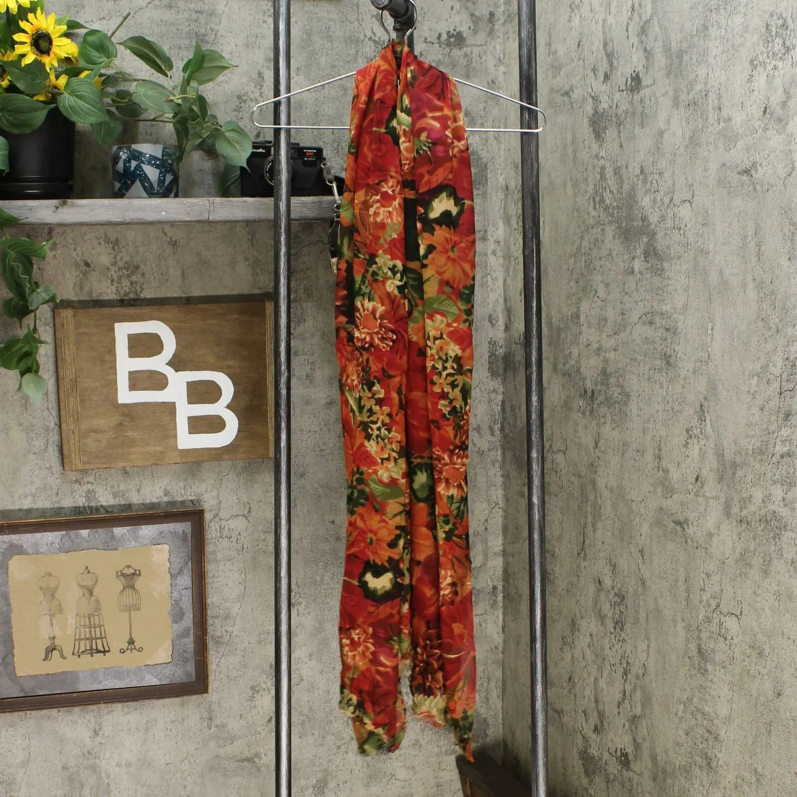 Patricia Nash Women's Multi Floral Print Scarf Orange
