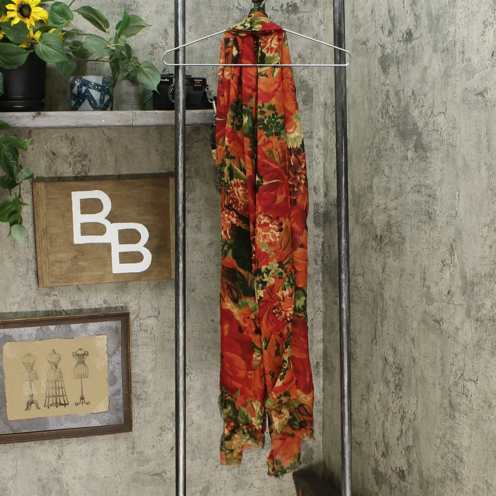 Patricia Nash Women's Multi Floral Print Scarf Orange