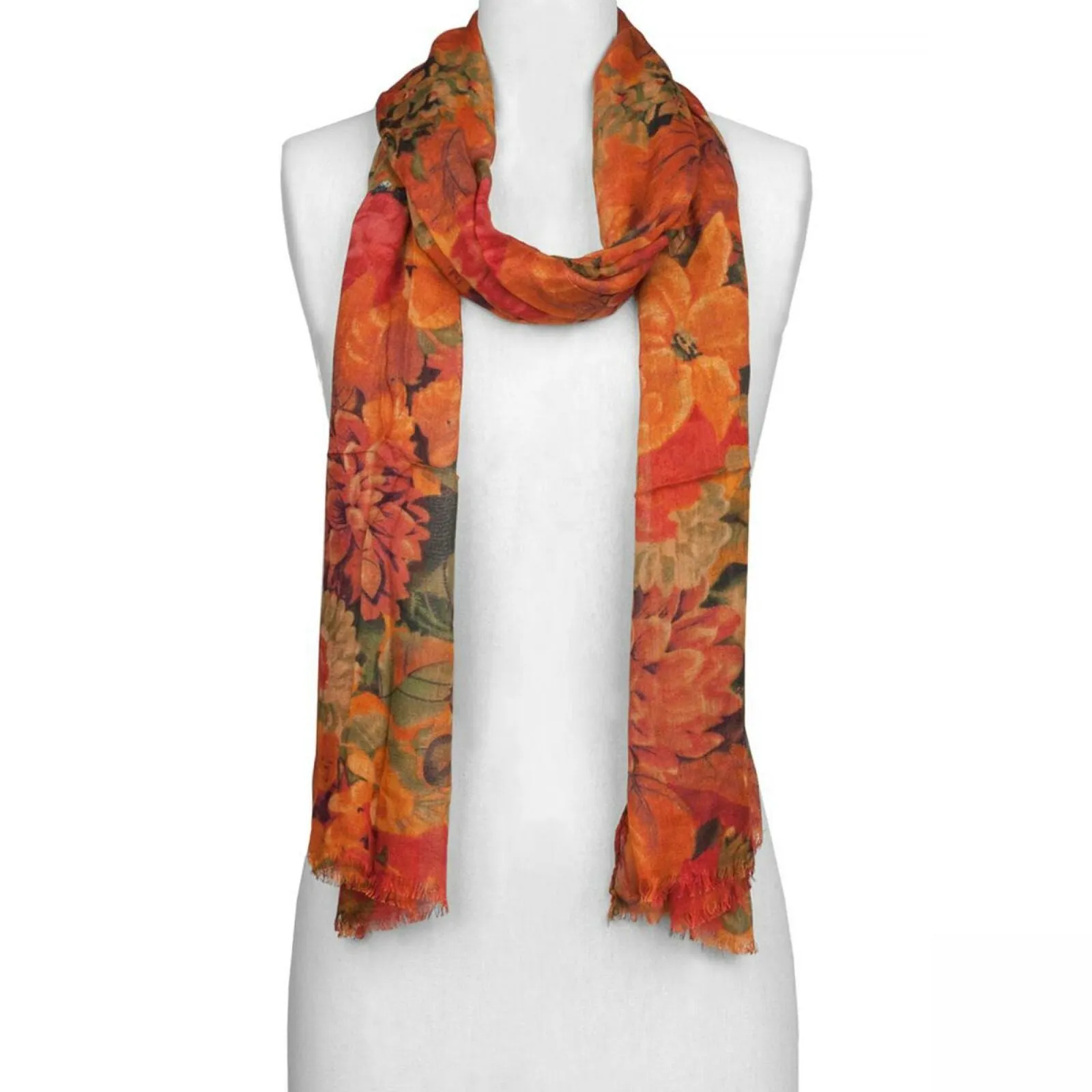 Patricia Nash Women's Multi Floral Print Scarf Orange