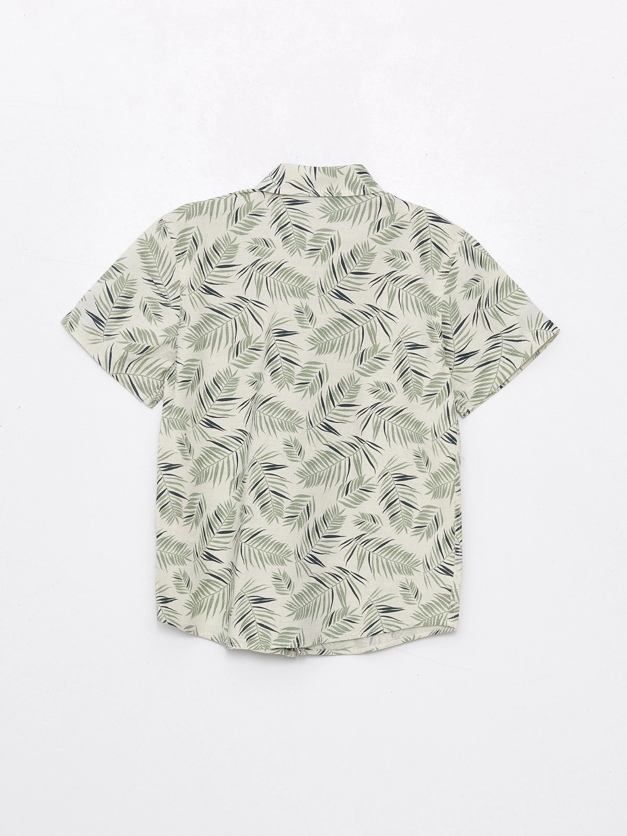 Patterned Linen Blend Boys Shirt