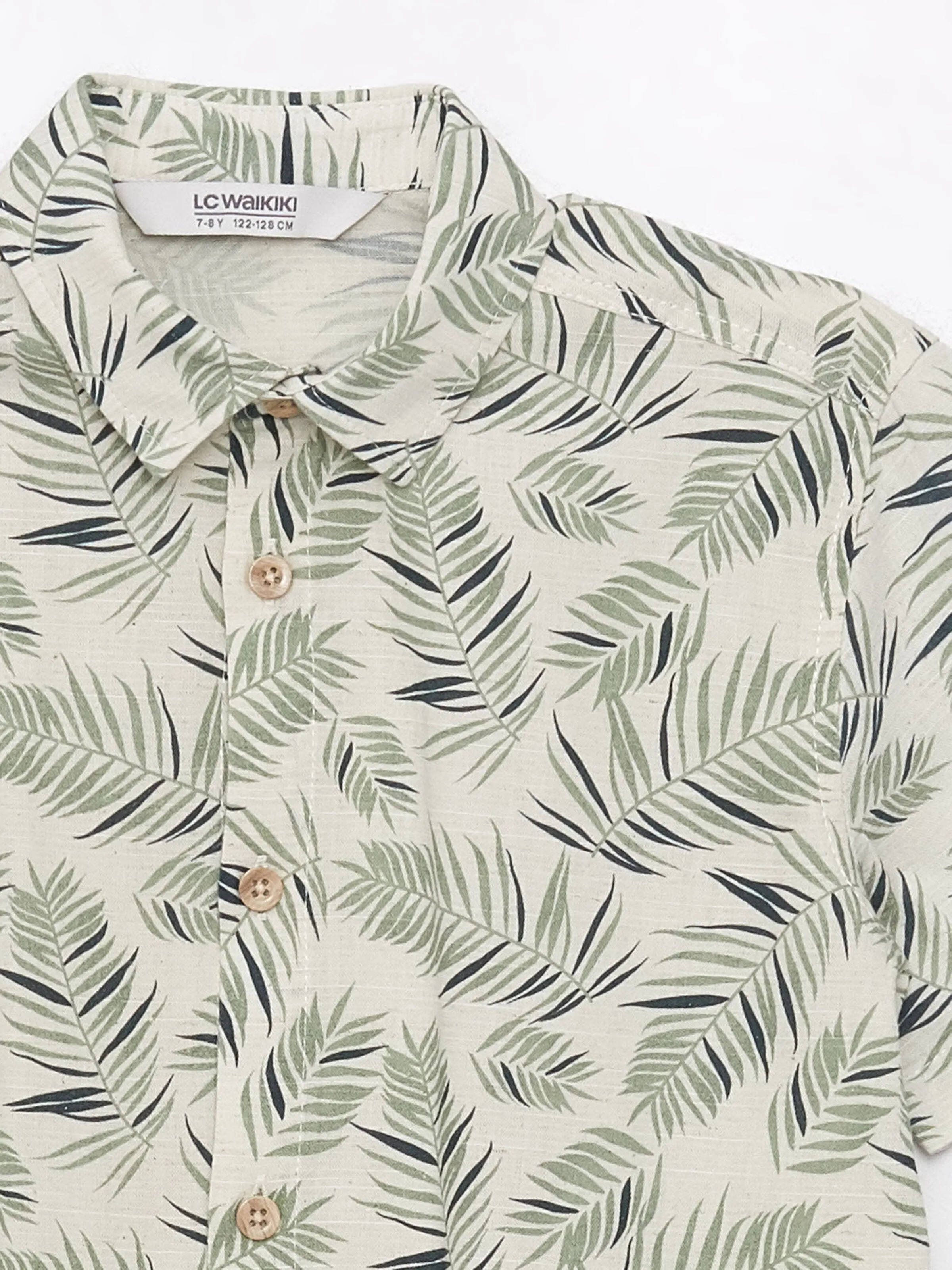 Patterned Linen Blend Boys Shirt