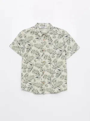 Patterned Linen Blend Boys Shirt